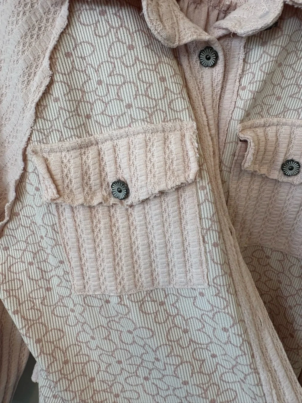 POL free people vibe bobo Pink Textured Button-Up Cardigan - Picture 6 of 11